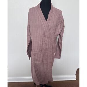 Happy Place 100% Organic Cotton Midi Robe Pink Mauve Women's Size M NWT READ